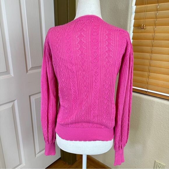 LoveShackFancy Pink Knit Flower Appliqué Pocket Cardigan Sweater. ⭐️Rare.⭐️ - Picture 8 of 13